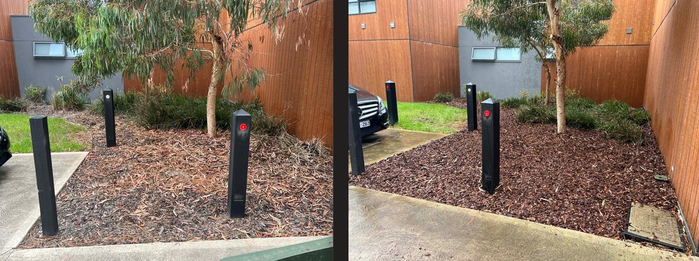 Before and after: Commercial entry beds | EcoScape Gardens