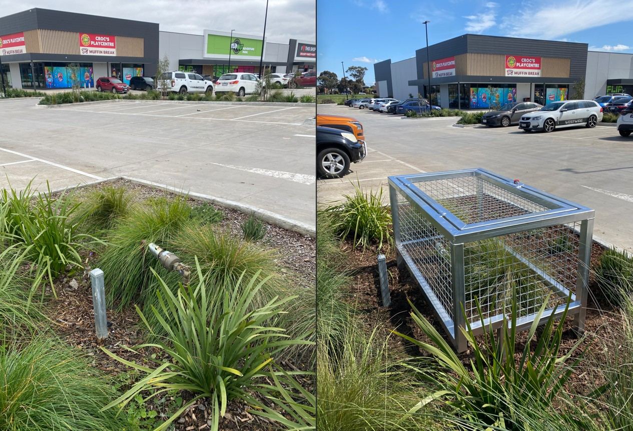 Before and after: Car park valve cage — Garden island | EcoScape Gardens