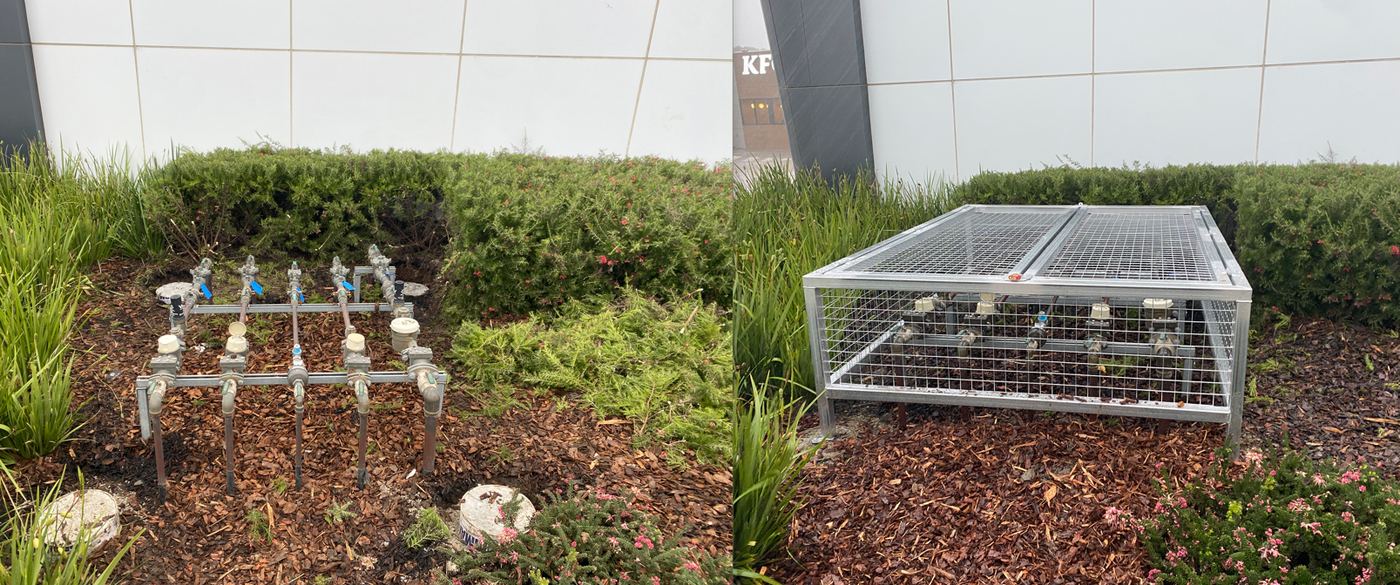 Before and after: Water meter bank — KFC precinct | EcoScape Gardens