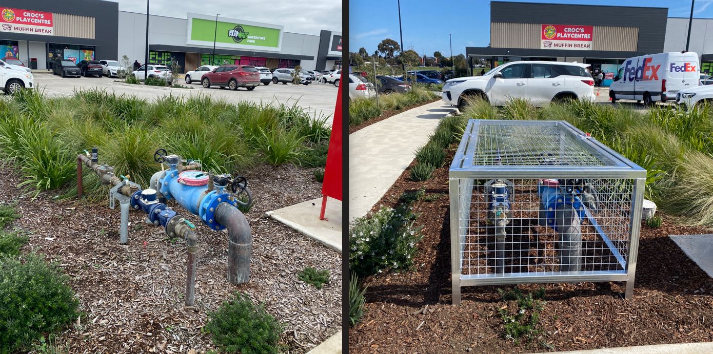 Before and after: RPZ valve cage — Retail car park | EcoScape Gardens