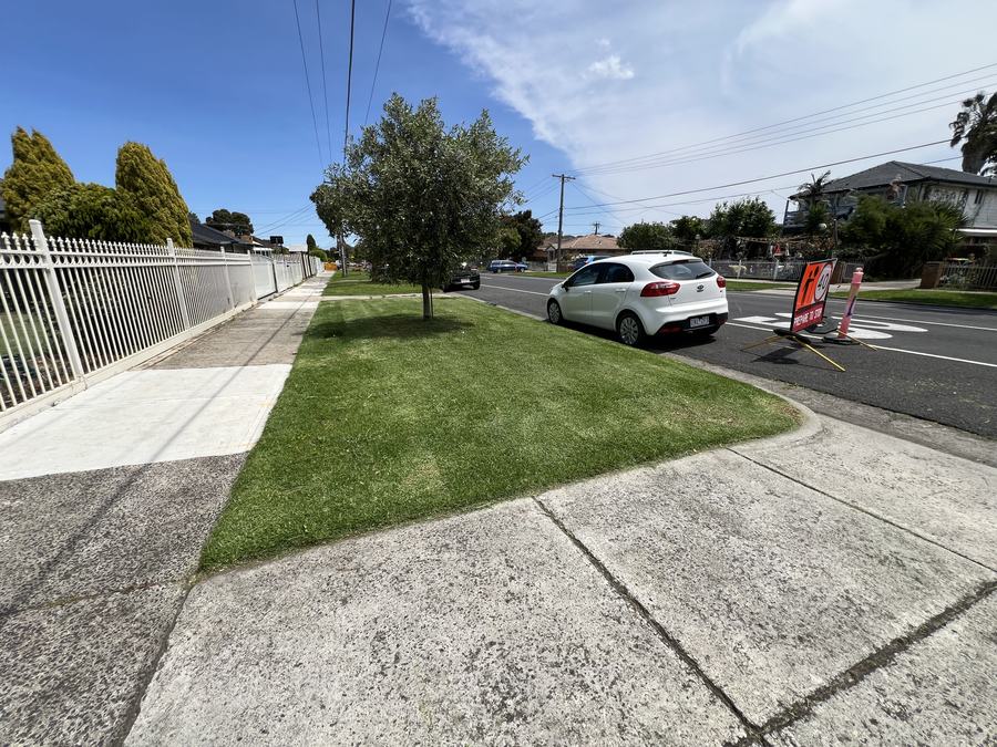 Residential nature strip freshly mowed and edged