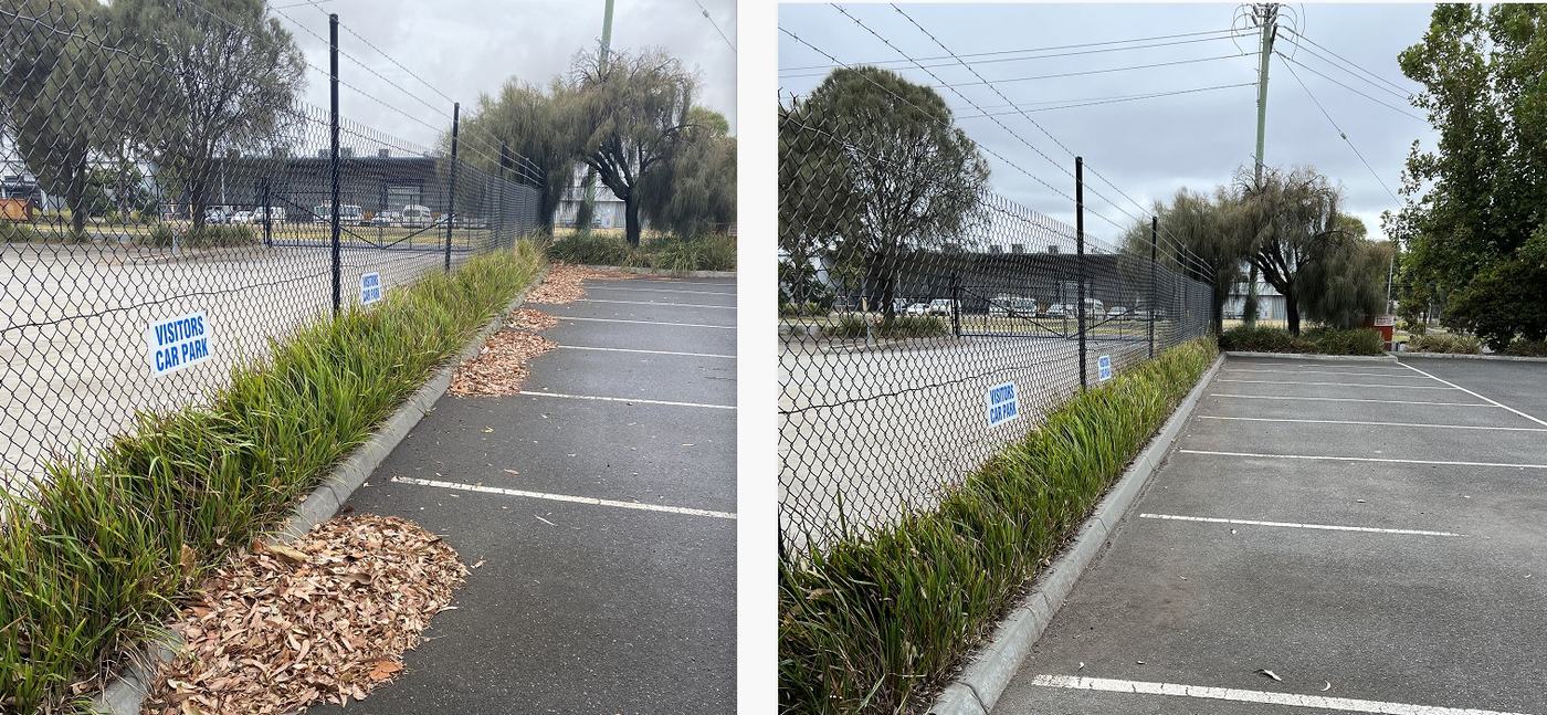 Car park blow & clean — Debris cleared from bays & kerbs | EcoScape Gardens
