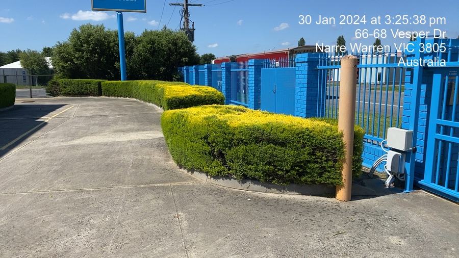 Storage centre frontage — Hedging & weed control — Narre Warren | EcoScape Gardens